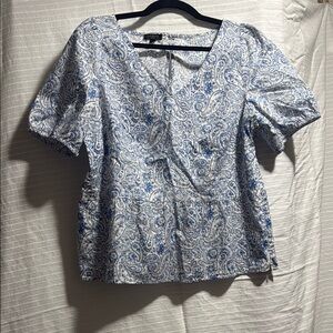 Talbots Paisley Print Blue Top